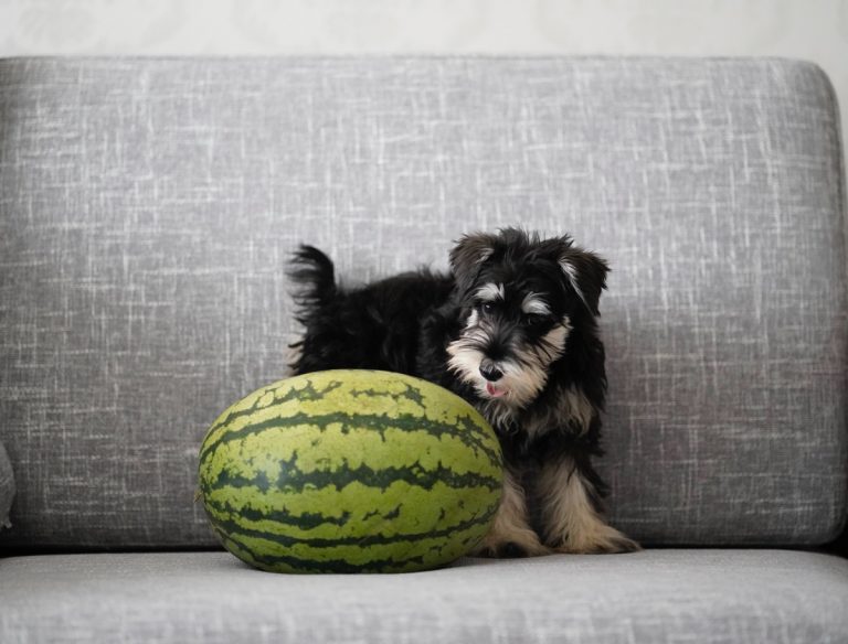 Hund mit Wassermelone